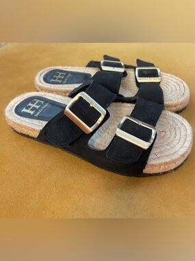 Haute Hippie Nikki Sandals Black Gold Accents - Size 8